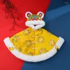 Jacken chinesischer Klassiker Cloak für geborenes Baby 1. Geburtstag handgefertigt Tiger Kapuze-Baumwollpolster 1-2-3-4-5 Jahre Kinder Cape Winter