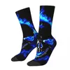 Herrensocken verrückte Socke für Männer Blau Flamme Schädel Feuer Hip Hop Harajuku Street Arts Happy Quality Muster gedrucktes Jungen Crew lässig