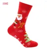 Chaussettes de femmes Santa Claus Mid Tube Snowflake Elk Printing Coton Unisexe Style de Noël Hosiery Chevole 2024