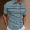 Fashion Business Stripe Print Polo Shirt Summer Short Sleeve TShirt Line Pattern Top Casual Mens Large Size Clothes 240507