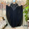 Etniska kläder nya muslimska kaftan abaya klänning kimono kvinnor dubai öppna abayas turkiska stenar chiffon huva klänning elegant afrikansk plus size t240510