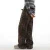 Мужские джинсы винтажные леопардовые графики свободные брюки Unisex Boyfry 2024 Fashion Grunge Summer Casual Punk Original Men Джинсовые штаны
