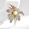 Spille di gioielli da donna Elegante smalto orchideo fiore spilla rhinestone badge perla per spillo per le piante metalliche corsage regali per la festa della mamma