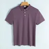 Mercerisierte Baumwollpolo-Hemd Männer 190 g Langstufe Baumwoll-Revers T-Shirt 160 Garn zählt Kurzarm Polos T-Shirts Mode reine Farbgeschäfts-Freizeit-Tops Männliche Kleidung
