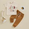 Ensembles de vêtements Baby Boy 1st Birthday Turnits Wild One Short à manches Animaux Tops Pantalons solides Set Cake Smash Clothes Gift