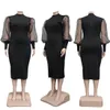 Sheer Puff Sleeve Bodycon Dresses Women Elegant Slim Evening Party Dress Free Ship