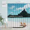 Tende per doccia spiaggia foglie di palma tropicali foglie crepuscolo oceano hawaii vacanza scenario moderno tessuto decorazioni per la casa ganci set da bagno