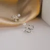 Rücken Ohrringe Evimi Sterling Silber Mode Perle Doppellinienohrknochen Clip Damen Kein durchbohrter Schmuck Einfaches Geschenk