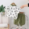 Kleidungsstücke Sommer Baby Jungen Säugling Kleidung 2024 Chinesischer Stil Volldruck gedruckter Panda Kurzarm T-Shirts und Shorts 2pcs Kinder Jungen Outfit