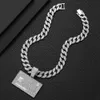 Hüfte kubanische Kette Herren Hip Hop Full Diamond Alloy Square Bank Card Schild Kubanische Anhänger Halskette Herren Schmuck Designer Design Urlaub Geschenke