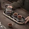 Çay tepsileri vintage stoare seti yaldızlı lotus tepsisi su depolama tipi kuru seramik çaydanlık saksı tutucu