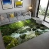 Natürliche Landschaft 3D-Teppich für Wohnzimmer Grüne Wald Wasserfall Landschaft Teppich Schlafzimmer Anti-Rutsch-Teppich im Badezimmer groß 257Q