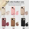Crossbody Litchi Leather Card Holder Wallet Case For Google Pixel 8 Pro 9, Hand Strap Wristband Kickstand Cover