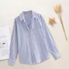 Kadın bluzları Kadın Gömlek Zarif Çizgili Baskı Hırka Ofis Giyim Bluz Dönüş Yatak Uzun Kollu Resmi Yay
