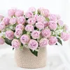 Декоративные цветы искусственные розовые цветочные бутоны свадебная вечеринка церемония шелковая ткань фальшивый букет дом цветочный декор светло -розовый