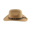 Berets Cowboy Hat Fedora Hats for Women Man Man Western Cowgirl Panama Casual Solid Belt Band szeroko gieł sombrero hombre