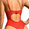 Leuke lingerie sexy vormgevende kant -lankwork backless perspectief lingerie jumpsuit