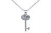 Godkänd diamanttest Moissanite 925 Sterling Silver Key Simple Clavicle Chain Pendant Necklace Women Fashion Cute Smycken 051CT8592680