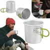 Muggar Picknickvattenmugg med fällbart handtag isolerat kaffe Aluminiumlegering camping te för utomhus vandring ryggsäck