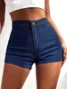 Women's Jeans High Waist Short Denim Pants Slim Fit Solid Color Rise Slight-Stretch Versatile Shorts Women's Clothing