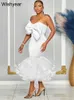 Abiti sexy urbani Anno elegante Big Bow Organza Mermaid Prom White Tops e abiti midi Set per donne Outfit da cocktail party di compleanno serale T240510