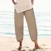 Spodnie damskie modne stóp crossoverowe spusty stałe kolorowe kieszenie wysokim talii Czech Seaside Wide Wygodne swobodne
