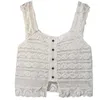 Women's Tanks Womens Crochets Knits Sweaters Sleeveless Buttons Down Vests Cardigans Coverups