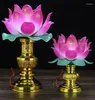 Candlers Buddhist Lotus Lantern Lantern Long-Light Lampe devant les fournitures de table Bouddha pour les personnages d'insertion directe Hall