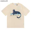 Rhude High End Designer T Shirts voor trendy voetbalster met dezelfde zwarte Panther -letter afdrukken Korte mouwen T -shirt voor mannen en vrouwenpaar High Street Half Sleeve