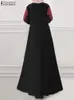 Ethnische Kleidung 2024 Zanzea Frauen Frühling Maxi Kleid lässige Vintage Long Slve Blumen bedrucktes Sundress Islamic Tuch Muslim Abaya Hijab Vestido T240510