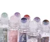 Natural Crystal Crafts Stones Essential Oil Gemstone Roller Ball Bottles Transparent Frost Glass 10ml roll on perfume bottle1893981