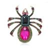 Broches de broches europeu e americano rosa cristal oval grande aranha pino de mama moda tendência criativa retrô