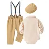 Kleding sets babyjongen kleding babyjongens heer outfits pakken pakken met lange mouwen romper shirts bib broek strik stropdas set 3-24m