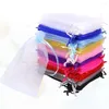 Geschenkwikkeling 100 pc's Clear Bags Transparant Drawstring Pouch Beam Port Organza sieraden opslag