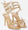 Marque élégante Renecaovilla Femmes Cleo Sandals Chaussures Femmes Crystal à lacets Sole High Talons Lady Gladiator Sandalias Party Wedding Elegant Walking