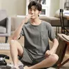 Männer Pyjamas Set Summer Shortsleeves Nachtwege Korean Cason Cotton Plus Size M4XL Nightwear Shorts Pajama Homme 240428