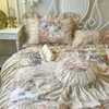 Ensembles de literie pliffes volants français vintage flamanto feuilles tropicales ensembles botanicaux pure coton couvre de couvre-lits de lit de lit de lit d'oreiller