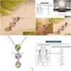 Colliers pendants Lotus Fun Natural Tourmaline Zircon Géométrique Long Gemar Collier Real 925 Sterling Sier Bijoux pour Wome Dhinu