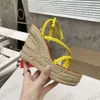 Espadrille Sandal Tasarımcı Sandalet Kama Yüksek Platform Ayakkabı Düğün Ayakkabı Elbise Ayakkabı Kutusu 564