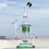 12 -дюймовые головы Bong Green Premium Three Tubes Saint Смешанный цвет нео Fab Hokah Water Tipe Стеклянные бонги с 14 -миллиметровой чашей, готовые к использованию склада США