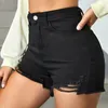 Dames shorts High Tailed Distressed Denim gescheurde zoom dames korte jeans zomer zwarte broek vrouwelijke knopvakken mujer mujer