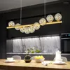 Lustres de style nordique plafond lustre suspension balles en verre g9 led pour table salle à manger cuisine pendante lampe de lampe