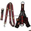 Hundhalsar Leashes Nylon Set Designer Leash sele broderi Bee Pet Collar and Pets Chain For Small Medium Large Dogs Cat Chih Dhtkn