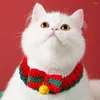 犬アパレルペットの猫弓襟編み調整可能な子猫の子犬ネックレススカーフとベル首のクリスマスドレスアップアクセサリー