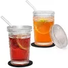 Tasses Stripe Glass Cup Drinkware mignon Paille Maison vintage Vintage Vintre adaptée à Summer Party XOBW