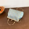 Umhängetaschen chinesischer Stil Retro Blue Evening Mode einfache Druckschale Clutches Metallgriff Handtasche Goldkettenbeutel für Frauen