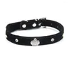 Colliers de chien Velvet Small Collar Bling Diamond avec décoration de la couronne en strass pour chiens moyens de chiens moyens