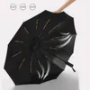 24 Benstormbeständig automatisk vikbar paraply, regn och glans med dubbla paraply, reklamparaply, plus stor storlek dubbel person svart lim