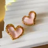 Pink Heart Studs Earrings Pink Pudding-like Studs