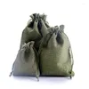 Jewelry Pouches 5 PCS Fashion Natural Linen Burlap Bag Jute Gift Drawstring Bags With Handles Packaging Party Favor Candy